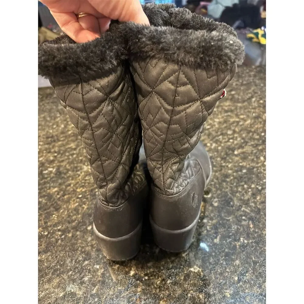 Totes Women's Waterproof Black Snow Boots Size 7 Ankle Winter Casual - Picture 4 of 10